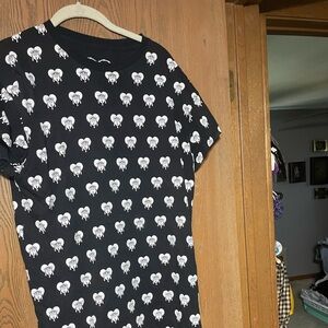 Black T-Shirt dress with White crying eyes and hearts